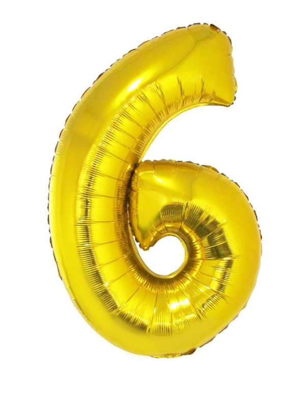 Ballon aluminium OR chiffre -6- taille 102cm