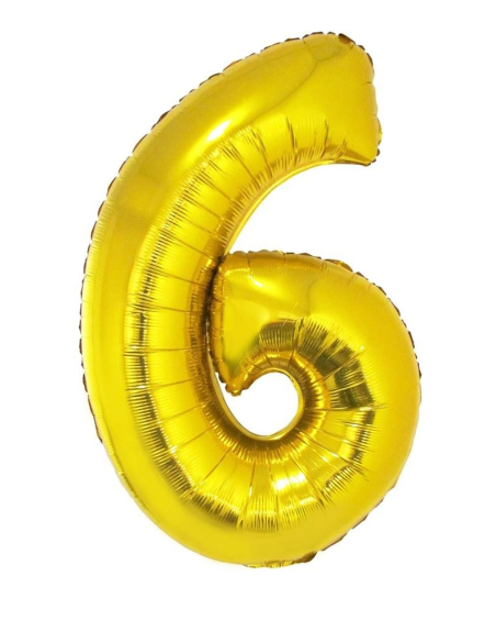 Ballon aluminium OR chiffre -6- taille 102cm