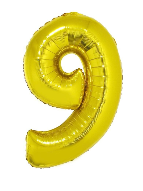 Ballon aluminium OR chiffre -9- taille 102cm
