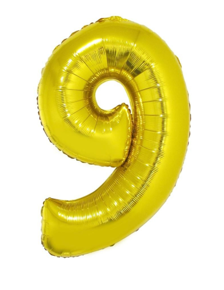 Ballon aluminium OR chiffre -9- taille 102cm