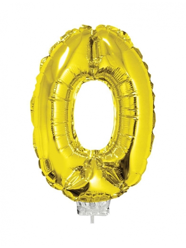 Ballon aluminium OR avec baton chiffre -0- taille 41cm