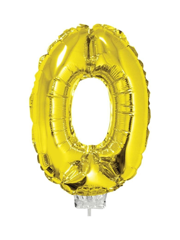 Ballon aluminium OR avec baton chiffre -0- taille 41cm