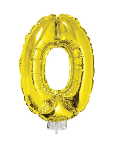 Ballon aluminium OR avec baton chiffre -0- taille 41cm