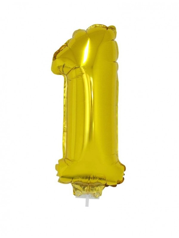 Ballon aluminium avec baton OR chiffre -1- taille 41cm