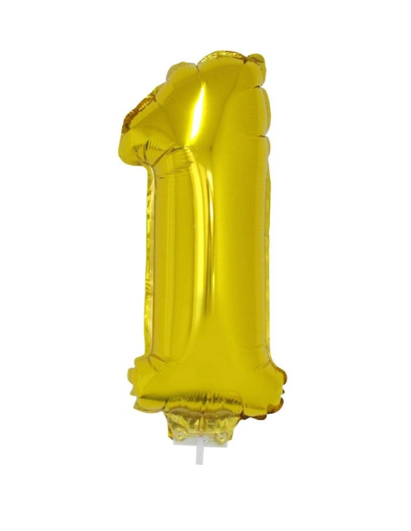Ballon aluminium avec baton OR chiffre -1- taille 41cm