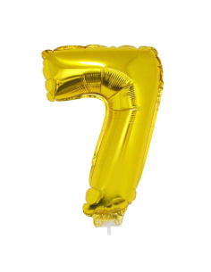 Ballon aluminium avec baton OR chiffre -7- taille 41cm