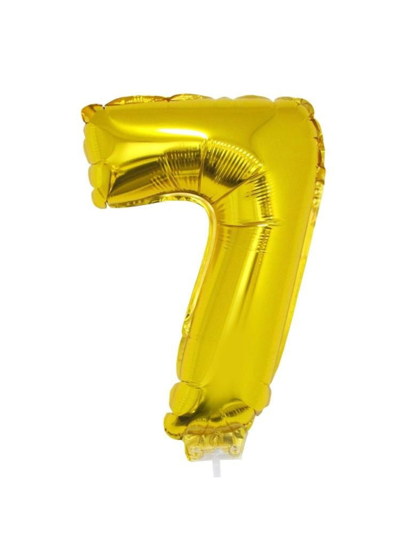 Ballon aluminium avec baton OR chiffre -7- taille 41cm