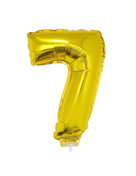 Ballon aluminium avec baton OR chiffre -7- taille 41cm