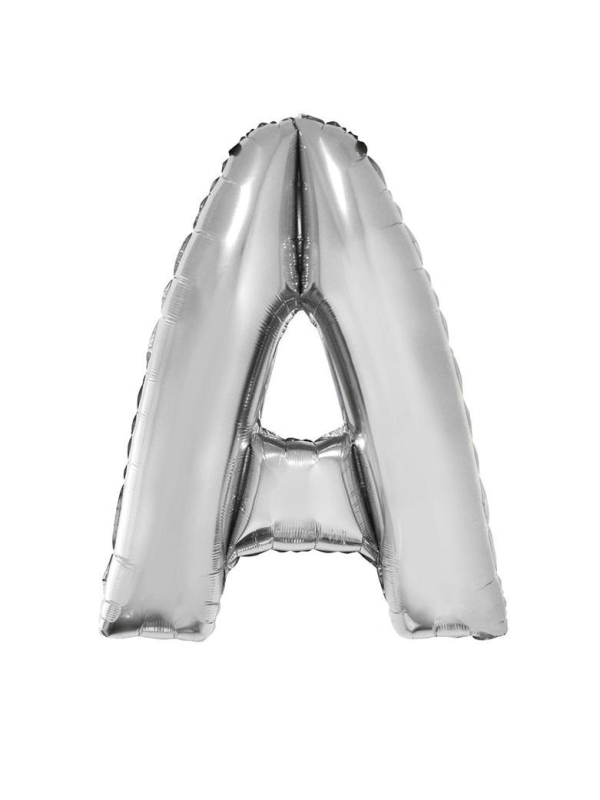 Ballon métallisé Argenté lettre -A- taille 102cm