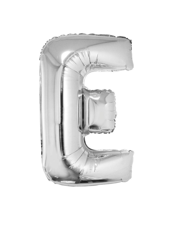 Ballon métallisé Argenté lettre -E- taille 102cm