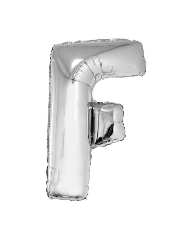Ballon métallisé Argenté lettre -F- taille 102cm