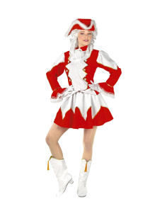 Déguisement majorette femme rouge et blanc (veste, jupe avec jupon, couvre-bottes, chapeau) 2