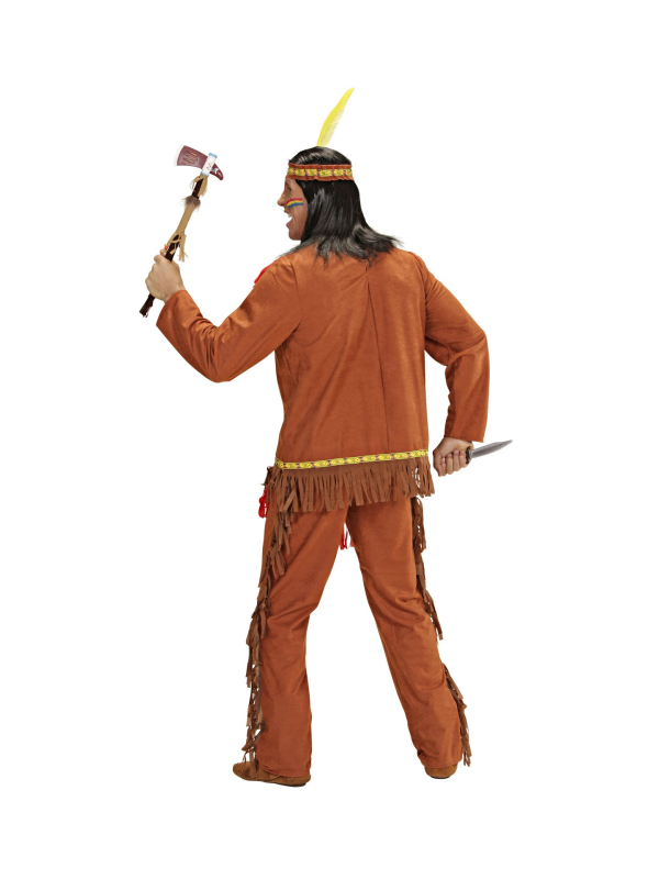 Déguisement Indien Rouge et Marron Homme (casaque, pantalon, bandeau avec plume)