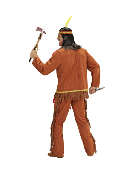 Déguisement Indien Rouge et Marron Homme (casaque, pantalon, bandeau avec plume)