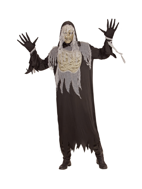 Déguisement Momie Adulte (tunique à capuche, gants, masque)