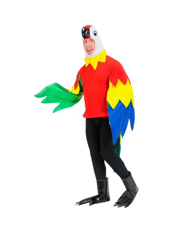 Déguisement Perroquet Adulte (costume, capuche/masque, pattes)