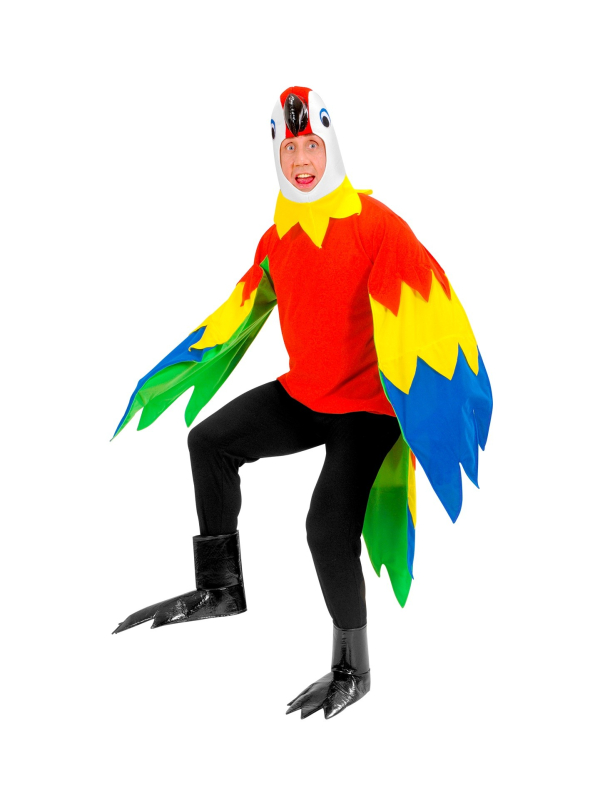 Déguisement Perroquet Adulte (costume, capuche/masque, pattes)