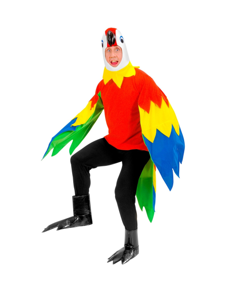 Déguisement Perroquet Adulte (costume, capuche/masque, pattes)