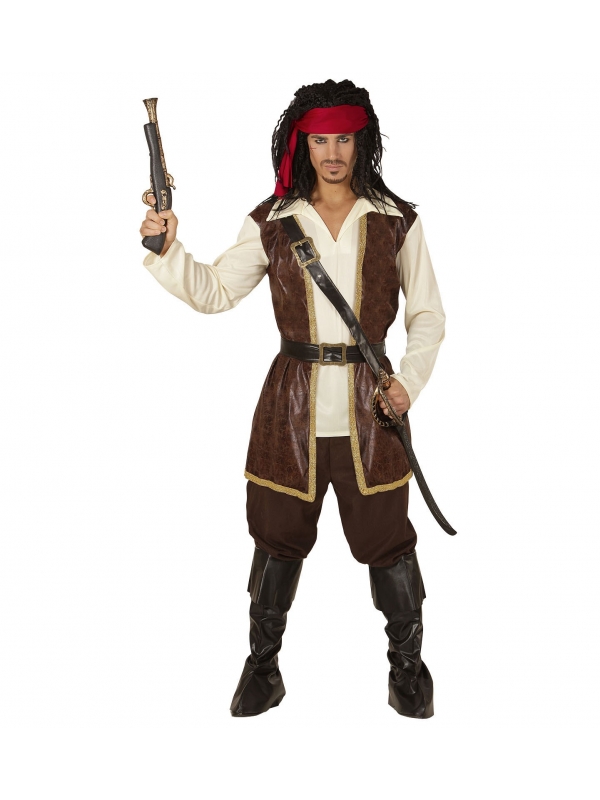 Déguisement Pirate Homme (casaque avec chemise, pantalon, ceinture, porte-épée avec boucle, bandeau, sur-bottes)