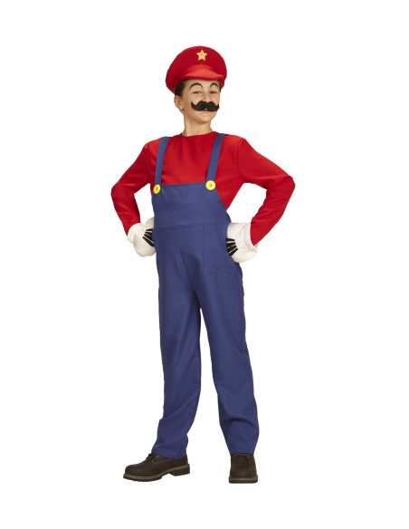 Déguisement Super Plombier Garçon (combinaison, chemise, chapeau)