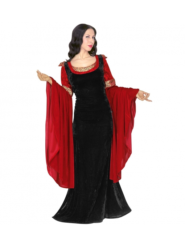 Costume Princesse Médiévale noir et rouge, femme