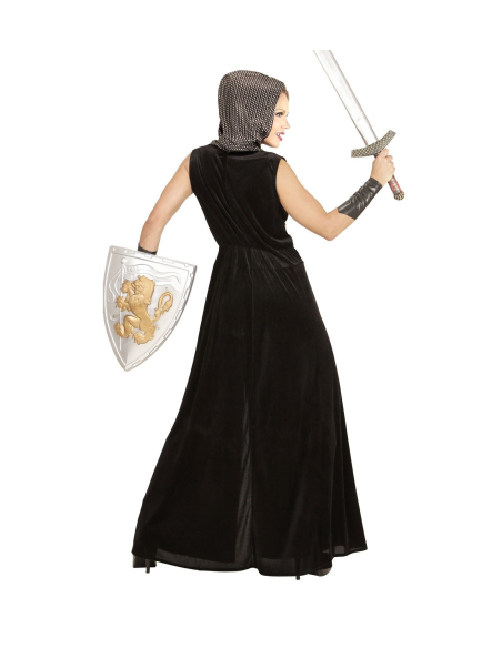 Déguisement JEANNE D'ARC Femme, noir et gris (robe longue à capuche, brassards)