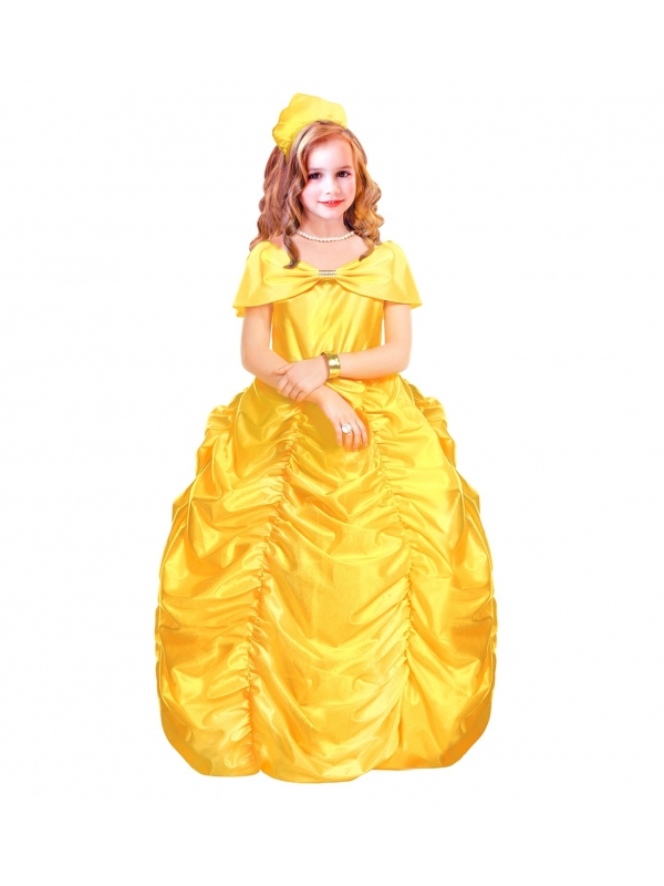 Magnifique robe de princesse fille jaune avec jupon &diadème)