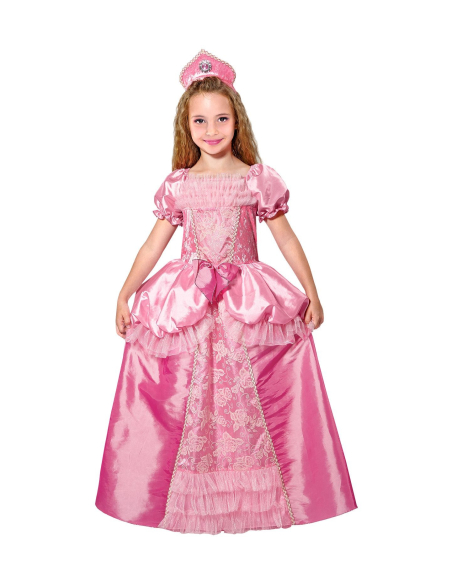 Robe de Princesse rose, fille (robe + couronne)