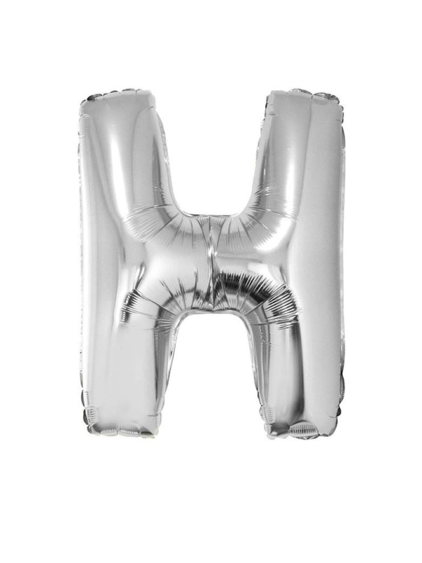 Ballon métallisé argenté lettre -H- taille 102 cm