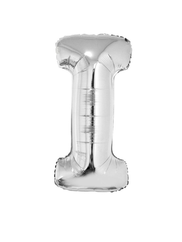 Ballon métallisé argenté lettre -I- taille 102cm