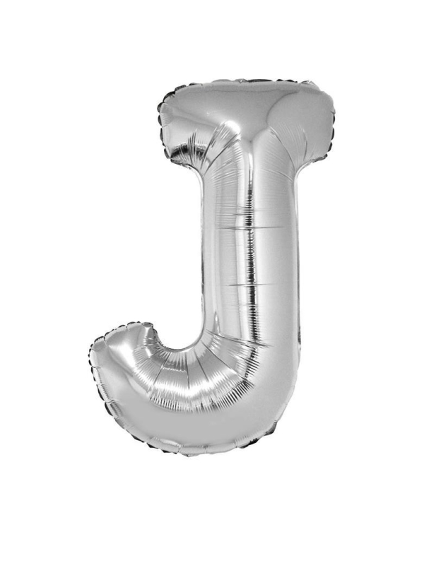 Ballon métallisé argenté lettre -J- taille 102cm