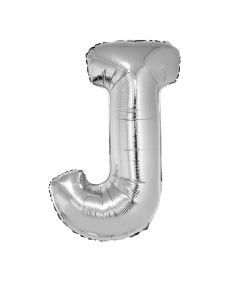 Ballon métallisé argenté lettre -J- taille 102cm