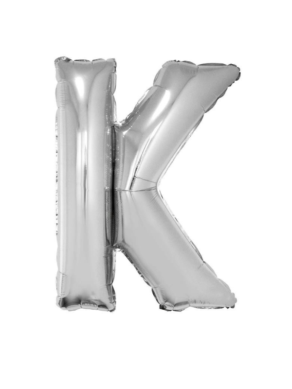 Ballon métallisé argenté lettre -k- taille 102cm