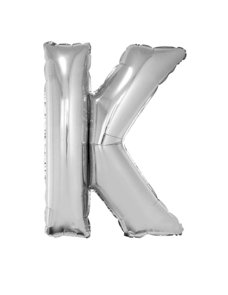 Ballon métallisé argenté lettre -k- taille 102cm