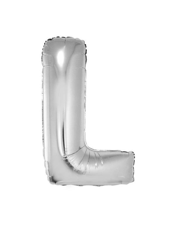 Ballon métallisé argenté lettre -L- taille 102cm
