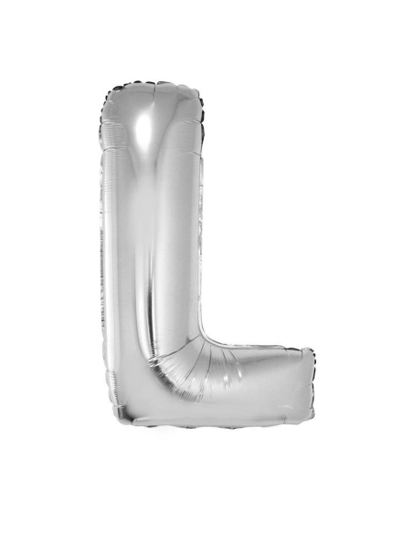 Ballon métallisé argenté lettre -L- taille 102cm