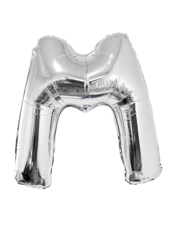 Ballon métallisé argenté lettre -M- taille 102cm