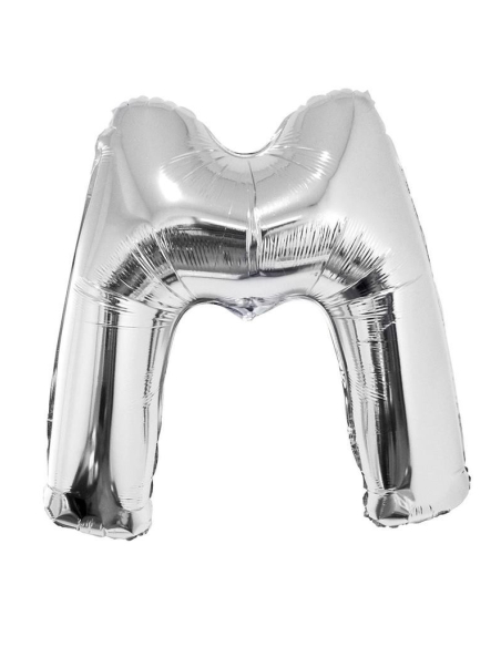 Ballon métallisé argenté lettre -M- taille 102cm