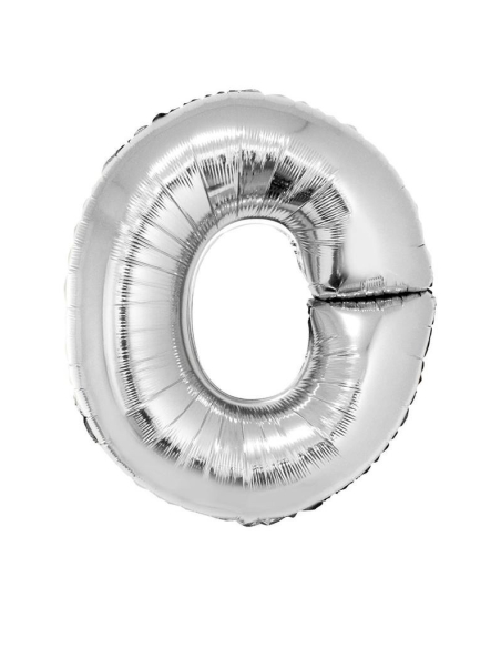Ballon métallisé argenté lettre -O- taille 102cm
