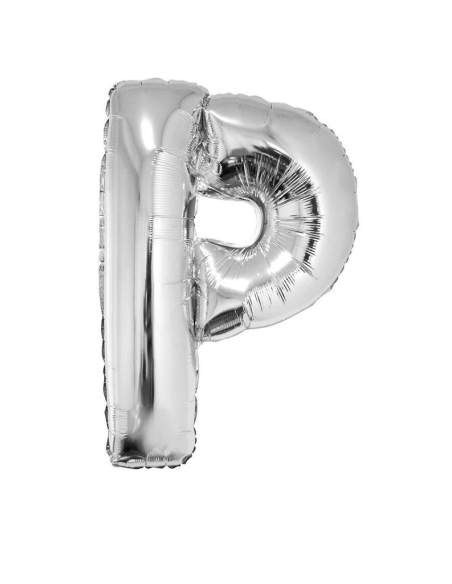Ballon métallisé argenté lettre -P- taille 102cm