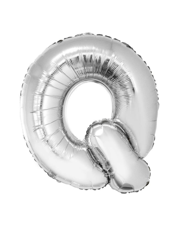 Ballon métallisé argenté lettre -Q- taille 102cm