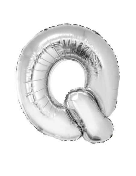 Ballon métallisé argenté lettre -Q- taille 102cm