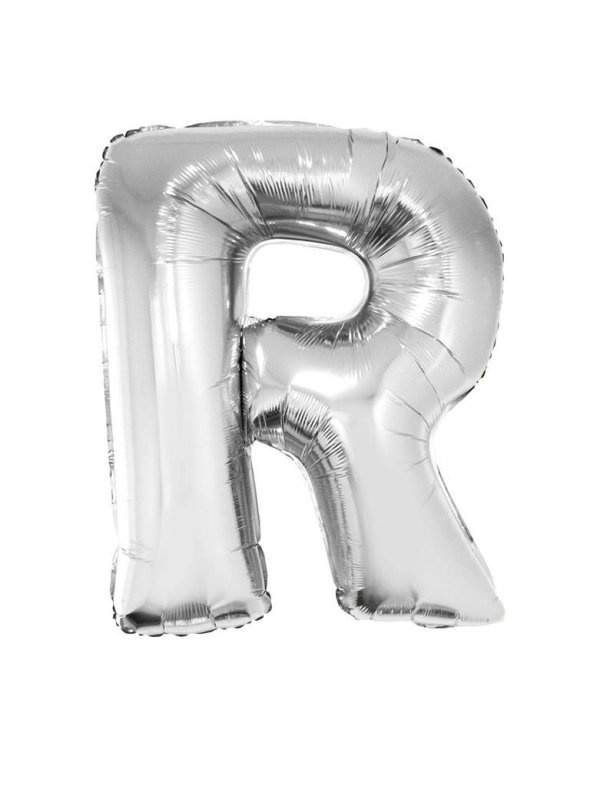 Ballon métallisé argenté lettre -R- taille 102cm