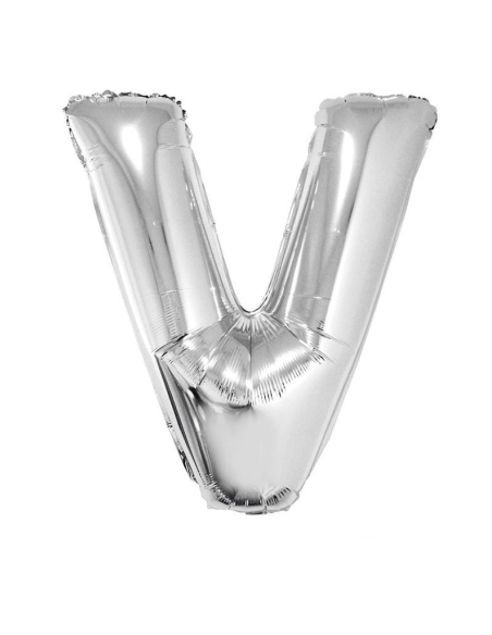 Ballon métallisé argenté lettre -V- taille 102cm