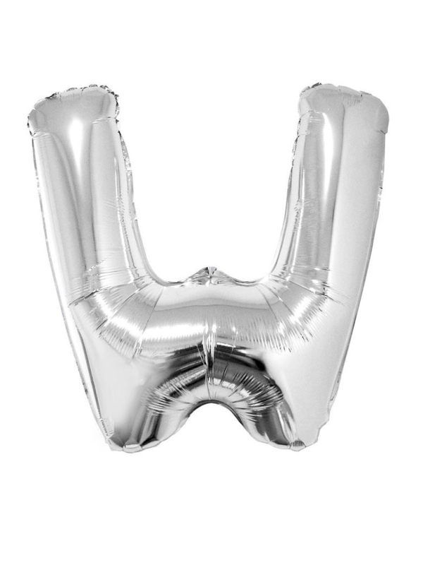 Ballon métallisé argenté lettre-W- taille 102cm