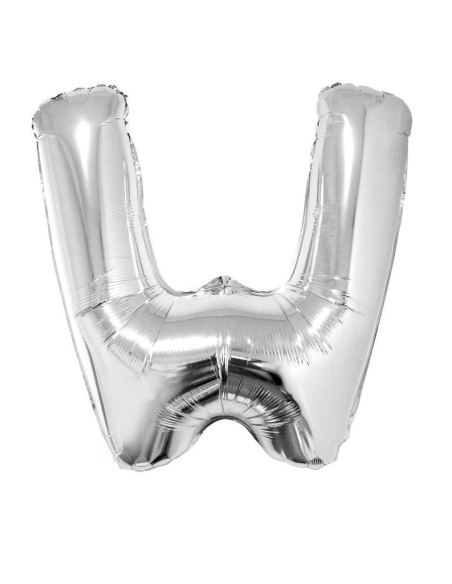 Ballon métallisé argenté lettre-W- taille 102cm