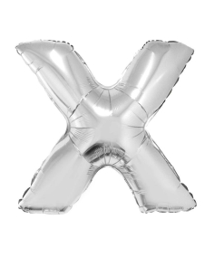 Ballon métallisé argenté lettre -X- taille 102cm