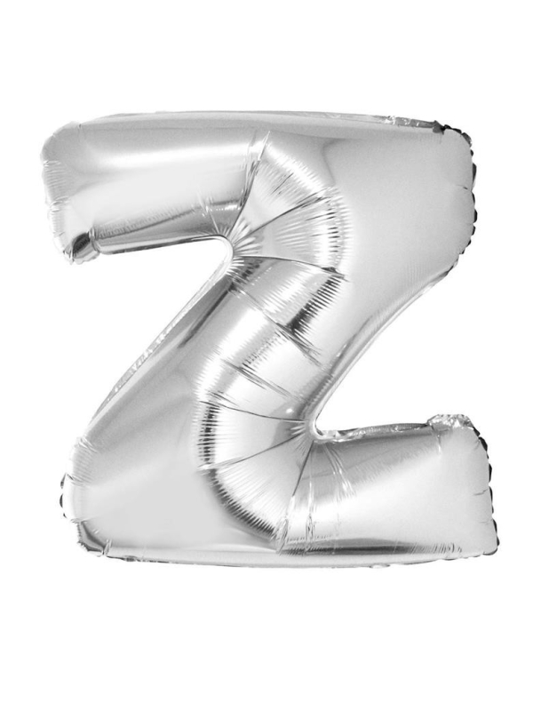 Ballon métallisé argenté lettre -Z- taille 102 cm