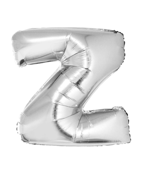 Ballon métallisé argenté lettre -Z- taille 102 cm