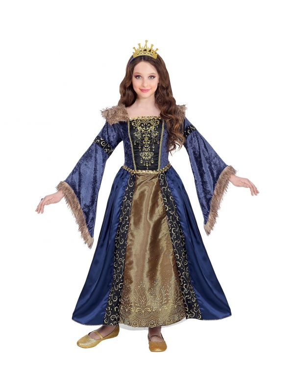 Robe Princesse Médiévale Pour Fille - Velours - Manches Longues - Taille 6 à 16 Ans - Halloween, Carnaval